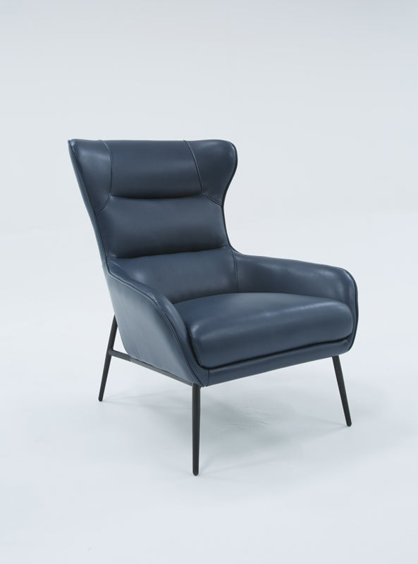 VIG Furniture Divani Casa Susan Modern Blue Leatherette Lounge Chair VGBNEC-084-BLU