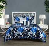 Aster Blue Queen 5pc Quilt Set