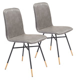 Zuo Modern Var 100% Polyurethane, Plywood, Steel Modern Commercial Grade Dining Chair Set - Set of 2 Gray, Black, Gold 100% Polyurethane, Plywood, Steel