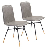 English Elm EE2751 100% Polyurethane, Plywood, Steel Modern Commercial Grade Dining Chair Set - Set of 2 Gray, Black, Gold 100% Polyurethane, Plywood, Steel
