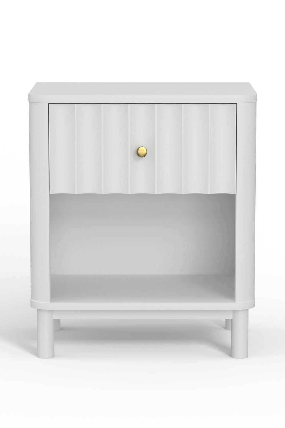 Alpine Furniture Stapleton 1 Drawer Nightstand, White 2090-02 White Mahogany Solids & Veneer 22 x 15 x 26