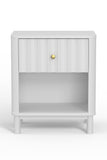 Alpine Furniture Stapleton 1 Drawer Nightstand, White 2090-02 White Mahogany Solids & Veneer 22 x 15 x 26