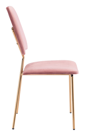 Zuo Modern Chloe 100% Polyester, Plywood, Steel Modern Commercial Grade Dining Chair Set - Set of 2 Pink, Gold 100% Polyester, Plywood, Steel