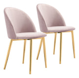 English Elm EE2697 100% Polyester, Plywood, Steel Modern Commercial Grade Dining Chair Set - Set of 2 Pink, Gold 100% Polyester, Plywood, Steel