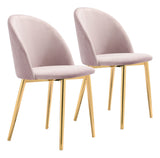 Zuo Modern Cozy 100% Polyester, Plywood, Steel Modern Commercial Grade Dining Chair Set - Set of 2 Pink, Gold 100% Polyester, Plywood, Steel