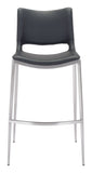 English Elm EE2648 100% Polyurethane, Plywood, Stainless Steel Modern Commercial Grade Bar Chair Set - Set of 2 Black, Silver 100% Polyurethane, Plywood, Stainless Steel