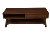 Alpine Furniture Flynn Coffee Table, Walnut 966WAL-61 Walnut Mahogany Solids & Okoume Veneer 48 x 22 x 17.5