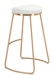 Zuo Modern Bree 100% Polyurethane, Plywood, Stainless Steel Modern Commercial Grade Barstool Set - Set of 2 White, Gold 100% Polyurethane, Plywood, Stainless Steel