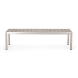 Cape Coral Outdoor Modern Aluminum Dining Bench with Faux Wood Seat