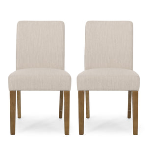 Kuna Contemporary Upholstered Dining Chair, Beige and Weathered Brown Noble House