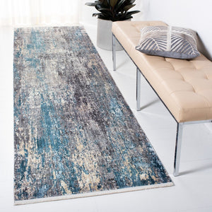 Eclipse 100 Eclipse 128 Contemporary Power Loomed 80% Viscose & 20% Acrylic Rug Grey / Blue