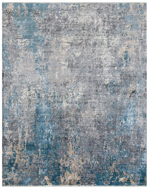 Eclipse 100 Eclipse 128 Contemporary Power Loomed 80% Viscose & 20% Acrylic Rug Grey / Blue