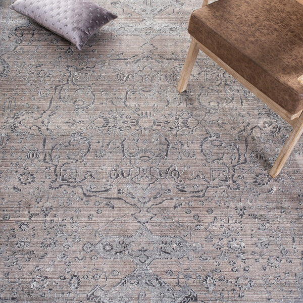 Eclipse 100 Eclipse 134 Transitional Power Loomed 80% Viscose & 20% Acrylic Rug Beige / Grey