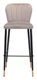 Zuo Modern Manchester 100% Polyester, Plywood, Steel Modern Commercial Grade Barstool Set - Set of 2 Gray, Black, Gold 100% Polyester, Plywood, Steel