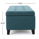 Mission Dark Teal Fabric Storage Ottoman Noble House