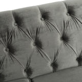 Knouff Modern Glam Tufted Velvet 3 Seater Sofa, Gray and Dark Brown  Noble House