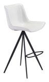 Zuo Modern Aki 100% Polyurethane, Plywood, Steel Modern Commercial Grade Barstool Set - Set of 2 White, Black 100% Polyurethane, Plywood, Steel