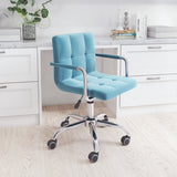 Zuo Modern Kerry 100% Polyester, Plywood, Steel Modern Office Chair Blue, Chrome 100% Polyester, Plywood, Steel