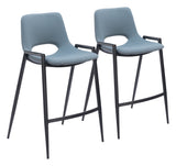 English Elm EE2703 100% Polyurethane, Plywood, Steel Modern Commercial Grade Counter Chair Set - Set of 2 Gray, Black 100% Polyurethane, Plywood, Steel