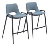 Zuo Modern Desi 100% Polyurethane, Plywood, Steel Modern Commercial Grade Counter Stool Set - Set of 2 Gray, Black 100% Polyurethane, Plywood, Steel