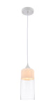 Bethel White Single Pendant Lighting in Glass & Metal