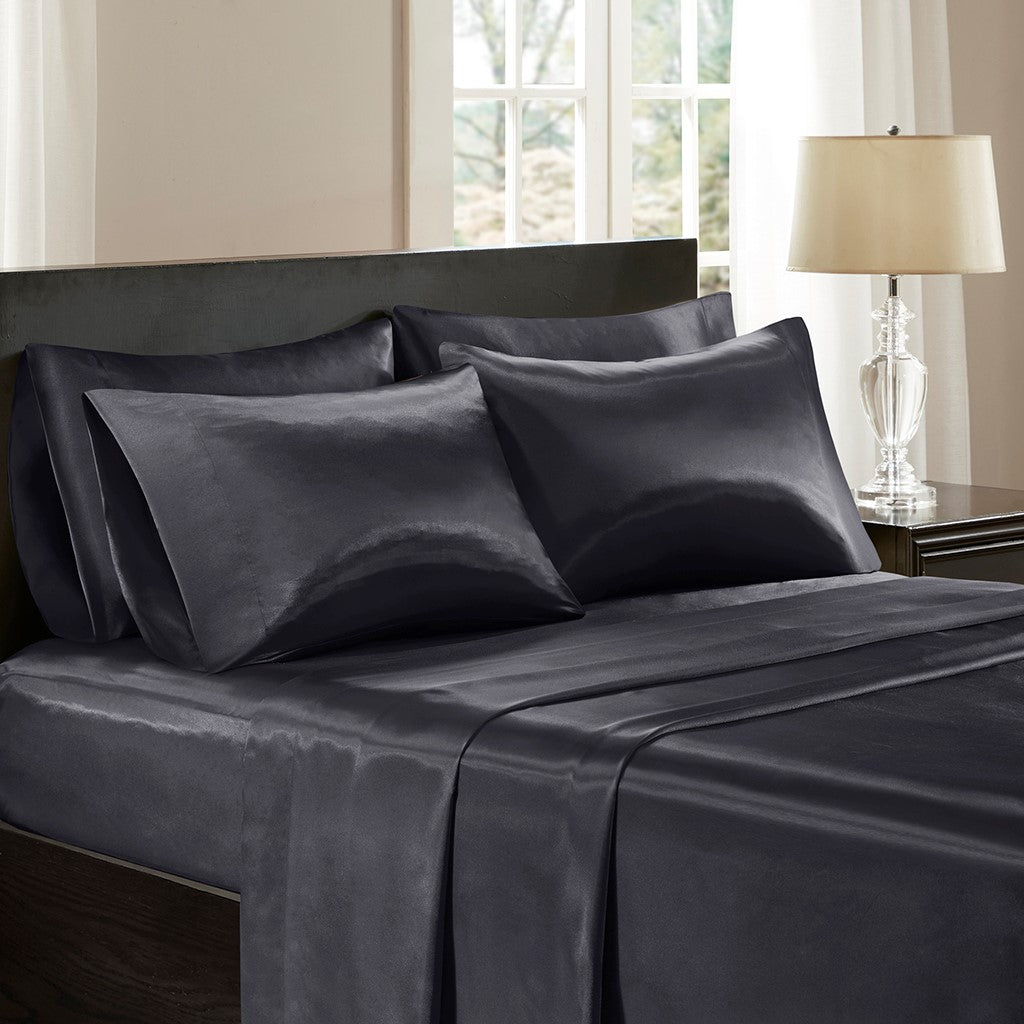 Madison Park Essentials Satin Casual 100% Polyester Solid Sheet Set SHET20-505