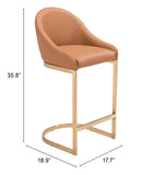 Zuo Modern Scott 100% Polyurethane, Plywood, Steel Modern Commercial Grade Counter Stool Tan, Gold 100% Polyurethane, Plywood, Steel