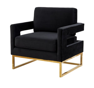 VIG Furniture Modrest Edna - Modern Black Velvet & Gold Accent Chair VGRHRHS-AC-201-BLK
