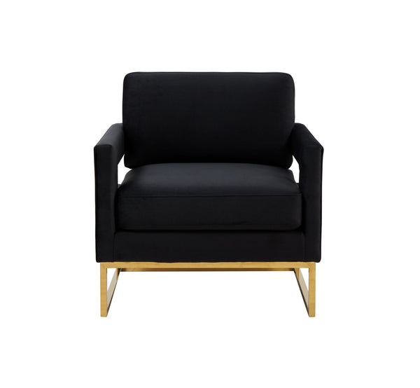 VIG Furniture Modrest Edna - Modern Black Velvet & Gold Accent Chair VGRHRHS-AC-201-BLK