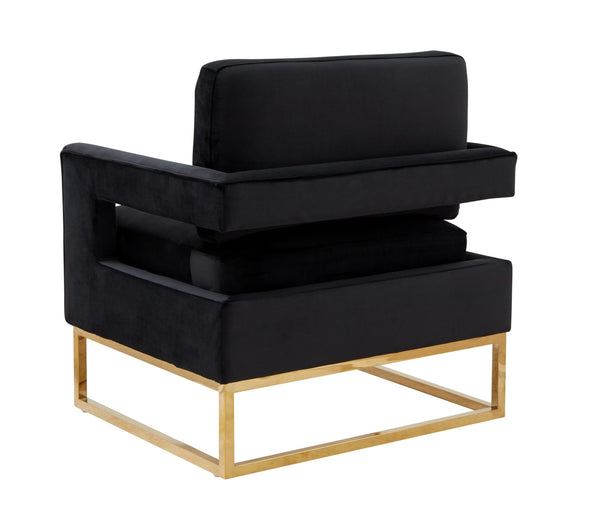 VIG Furniture Modrest Edna - Modern Black Velvet & Gold Accent Chair VGRHRHS-AC-201-BLK