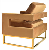 VIG Furniture Modrest Edna - Camel Velvet + Gold Accent Chair VGRHRHS-AC-201-BRN-CH