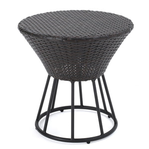 Crete Multibrown Wicker Outdoor Accent Table Noble House