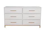 Alpine Furniture Madelyn Six Drawer Dresser 2010-03 White Mahogany Solids & Veneer 60 x 18 x 34