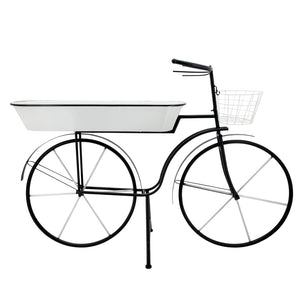 Sagebrook Home Contemporary Metal 30"h Bike Planter, White Kd 16064 White Metal