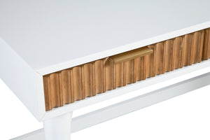 Larsen Large Desk in White/Natural - Elegant Mahogany with Gold Hardware & Felt Lined Drawers