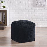 Moloney Modern Microfiber Chenille Cube Pouf, Charcoal Noble House