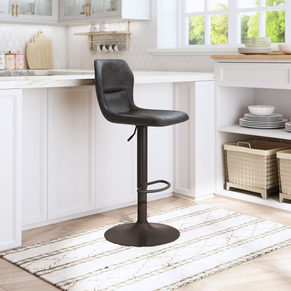 Zuo Modern Vital 100% Polyurethane, Plywood, Steel Modern Commercial Grade Barstool Vintage Black, Dark Bronze 100% Polyurethane, Plywood, Steel