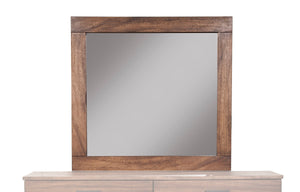 Weston Mirror in Rustic Pine - Elegant Mahogany Design with Light Distressed Finish, 40"x37"
