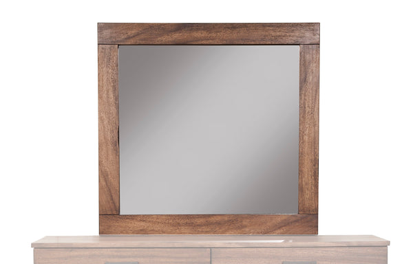 Weston Mirror in Rustic Pine - Elegant Mahogany Design with Light Distressed Finish, 40"x37"