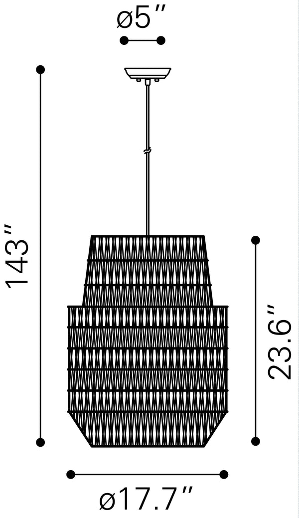 Zuo Modern Daydream Steel, Paper Transitional Commercial Grade Ceiling Lamp Gray Steel, Paper