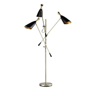 Sagebrook Home Glam Metal 77" 3-light Floor Lamp, Gold/black Kd 50081-01 Gold Metal