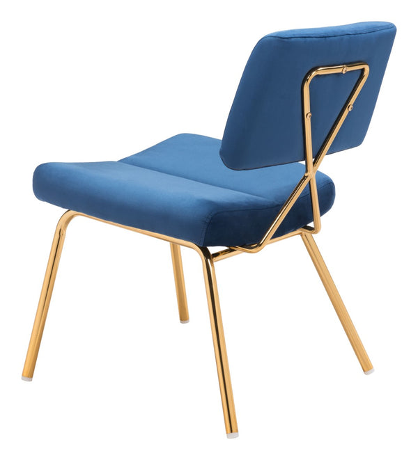 Zuo Modern Nicole 100% Polyester, Plywood, Steel Modern Commercial Grade Dining Chair Set - Set of 2 Blue, Gold 100% Polyester, Plywood, Steel