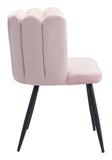 English Elm EE2688 100% Polyester, Plywood, Steel Modern Commercial Grade Dining Chair Set - Set of 2 Pink, Black 100% Polyester, Plywood, Steel
