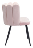 Zuo Modern Adele 100% Polyester, Plywood, Steel Modern Commercial Grade Dining Chair Set - Set of 2 Pink, Black 100% Polyester, Plywood, Steel