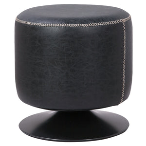 Gaia Modern Industrial Round Ottoman with 360-Degree Swivel, Charming X-Stitch, Fully Assembled