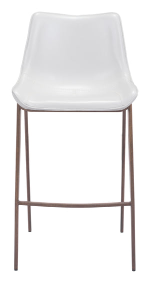 Zuo Modern Magnus 100% Polyurethane, Plywood, Steel Modern Commercial Grade Barstool Set - Set of 2 White, Walnut 100% Polyurethane, Plywood, Steel