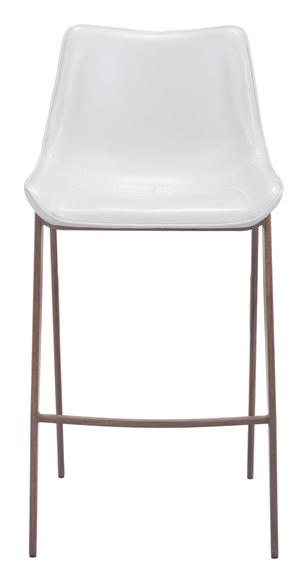Zuo Modern Magnus 100% Polyurethane, Plywood, Steel Modern Commercial Grade Barstool Set - Set of 2 White, Walnut 100% Polyurethane, Plywood, Steel