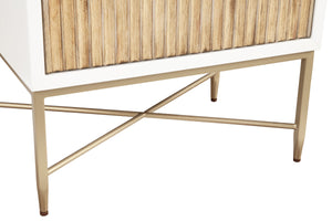 Larsen Nightstand in White/Natural - Elegant Mahogany with Gold Accents, Felt Lined Drawers