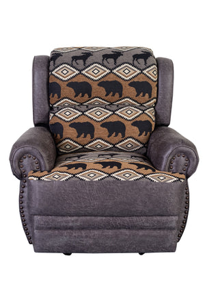 Porter Designs Hunter Wildlife Pattern Reversible to Leather-Look Transitional Recliner Gray 03-33C-11-8022