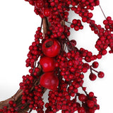 Parandes 23.5" Mixed Berry Artificial Wreath, Red Noble House